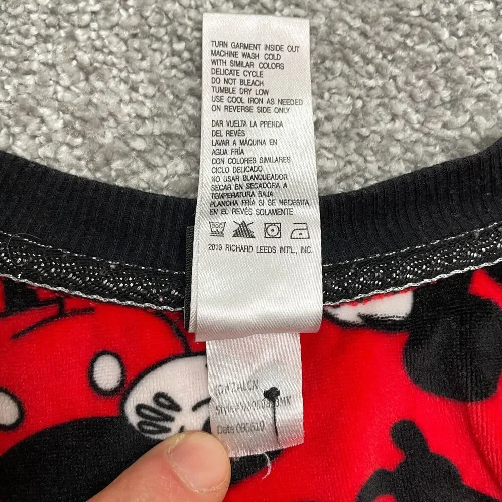 Disney Mickey Mouse Sleepwear Shirt Women XL Red Henley Long Sleeve Pajama Top - Picture 5 of 11